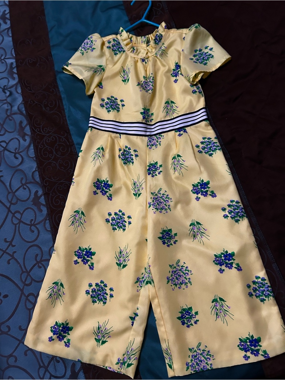 Janie and Jack Yellow jumper with Blue & Green Floral Print